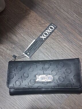 XOXO Black Logo-Embossed Clutch Wallet